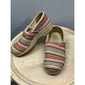 Dansko Clogs Womens 39/8.5 Multicolor Vegan Professional Striped Espadrille Jute